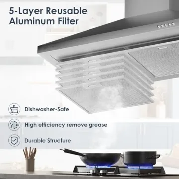 SOONYE 30" Range Hood - 450 CFM - LED Lights & More