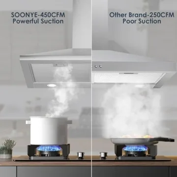 SOONYE 30" Range Hood - 450 CFM - LED Lights & More