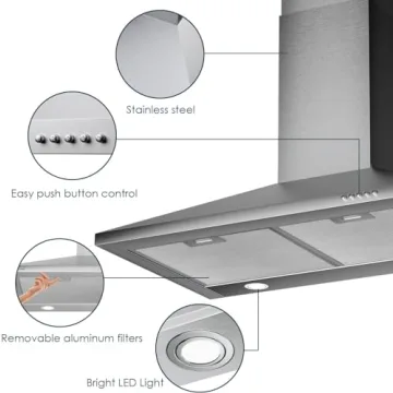 SOONYE 30" Range Hood - 450 CFM - LED Lights & More