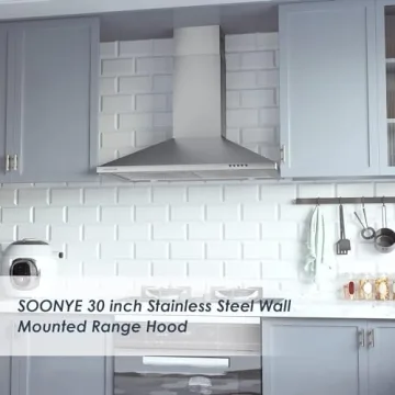 SOONYE 30" Range Hood - 450 CFM - LED Lights & More