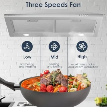 SOONYE 30" Range Hood - 450 CFM - LED Lights & More