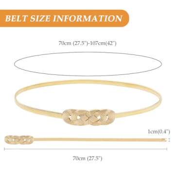 E-Clover Gold Skinny Stretch Belt for Dresses