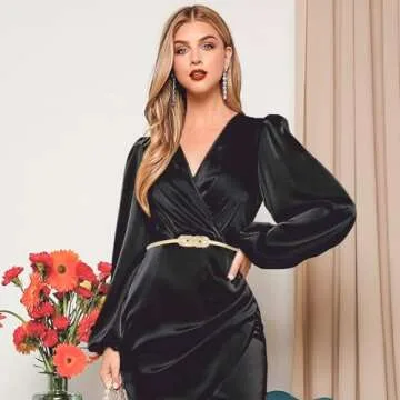 E-Clover Gold Skinny Stretch Belt for Dresses