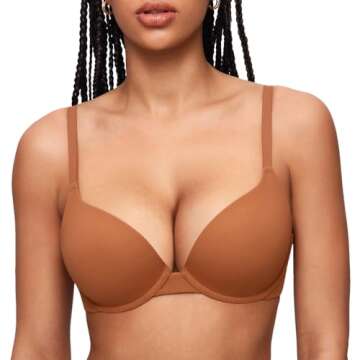 INLYRIC Women's Push Up Bra Tshirt Demi Supportive Bras Underwire Plunge Padded Comfortable Inbarely...