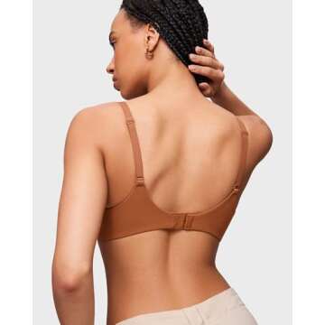 INLYRIC Women's Push Up Bra Tshirt Demi Supportive Bras Underwire Plunge Padded Comfortable Inbarely Plus Collection Bronze Beige 36D