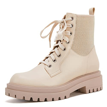 VETASTE Women's Stylish Lug Sole Lace Up Ankle Boots for Winter