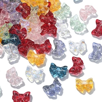 DanLingJewelry 100Pcs Gorgeous Bow Glass Beads for Crafting Jewelry Supplies