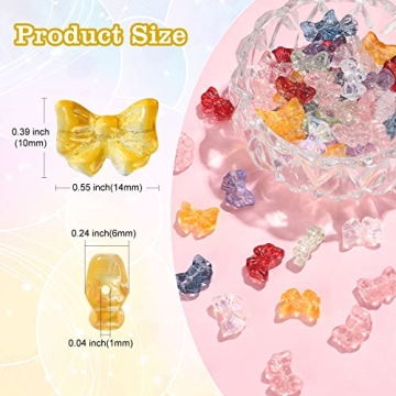 DanLingJewelry 100Pcs Bow Glass Beads for Jewelry Making