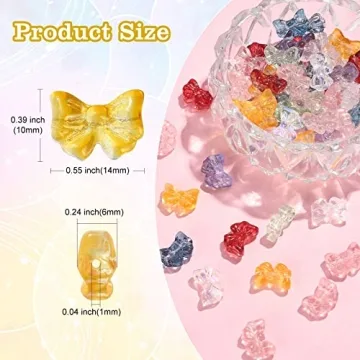 DanLingJewelry 100Pcs Bow Glass Beads for Jewelry Making