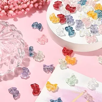 DanLingJewelry 100Pcs Bow Glass Beads for Jewelry Making