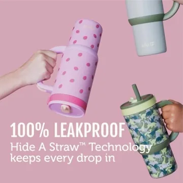 Ello Oasis 14oz Stainless Steel Toddler Tumbler with Handle & Retracting Straw, 100% Leakproof, Doub...