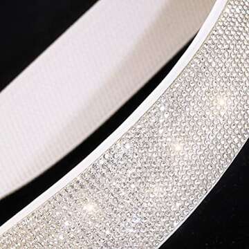 YeeHeen Stretchy Rhinestone Belts Elastic Crystal Waist Belt Bling Wide Cinch Belt for Women Girls 70CM White