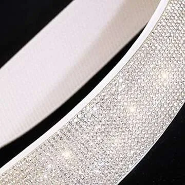 YeeHeen Stretchy Rhinestone Belts Elastic Crystal Waist Belt Bling Wide Cinch Belt for Women Girls 70CM White