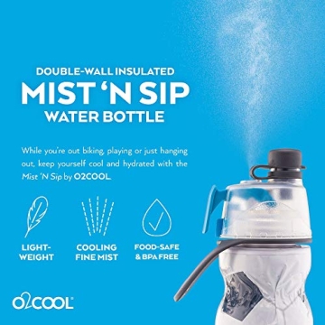 O2COOL Mist N' Sip Water Bottle 20 oz Soccer