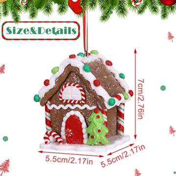Gingerbread House Ornaments Holiday Christmas Tree Ornament Set Gingerbread Christmas Decor with Rop...