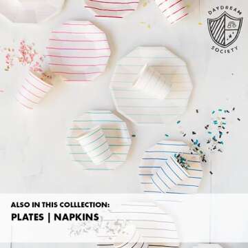 Daydream Society Aqua Striped Paper Cups - Versatile Partyware