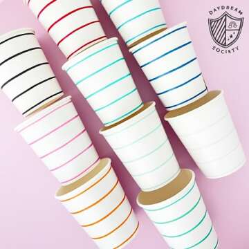 Daydream Society Aqua Striped Paper Cups - Versatile Partyware