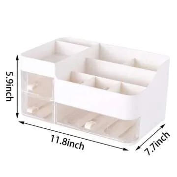 White Makeup Organizer With 3 Drawers,Large Capacity Plastic Cosmetic Storage Organizer for Dresser ...