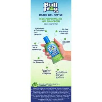 Bullfrog Quik Gel Sunscreen SPF 50 | Oxybenzone & Octinoxate Free | Broad Spectrum Moisturizing UVA/UVB, 5oz, 2 pack