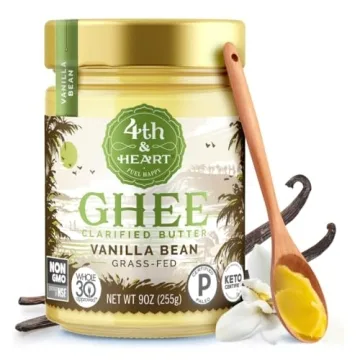 4th & Heart Vanilla Bean Grass-Fed Ghee, Delicious Vanilla Flavor, Keto, 9 Ounces
