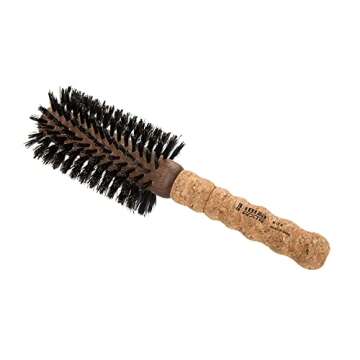 Ibiza Hair Boar Hair Round Brush (G4-65mm) | Hybrid Boar & Carbon Fiber Nylon Bristles with Cork Handle | For Crown of the Head Volume | Add Texture & Shine for Medium to Long Hair