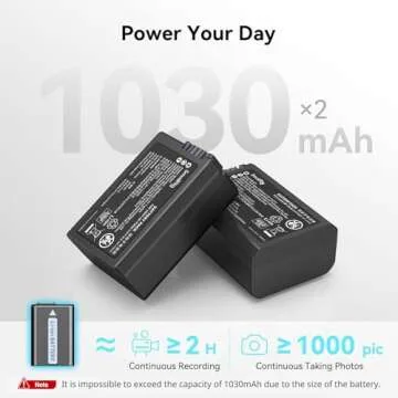SmallRig NP-FW50 Camera Battery Charger Set - Double Slot for Sony ZV-E10, A6400, A6000, A6500, A7 S...
