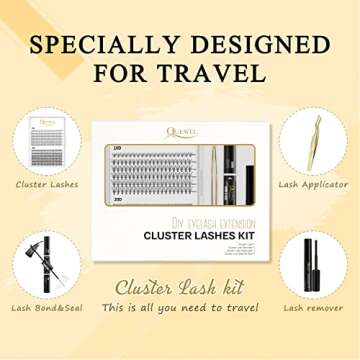 QUEWEL DIY Eyelash Extensions Kit, 240 Pcs Eyelash Applicator Tool, Super Hold Lashes Bond and Seal,...