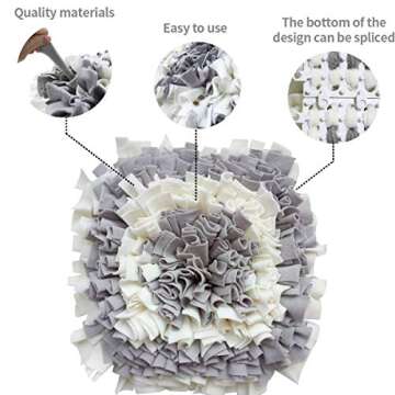 LIVEKEY Pet Snuffle Mat for Dogs, Dog Feeding Mat, Nosework Training Mats for Foraging Instinct Interactive Puzzle Toys (Gray&White) (Gray&White)