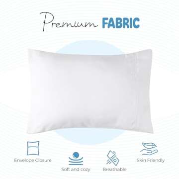 Utopia Bedding Toddler Pillow Cases - 2 Pack - Envelope Closure - Soft Brushed Microfiber Fabric - Shrinkage and Fade Resistant Pillow Covers 13 X 18 Inches (Toddler, White)