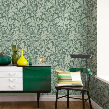 Simon&Siff Botanical Wallpaper William Morris Peel and Stick Wallpaper Removable,Vintage Floral Wall...