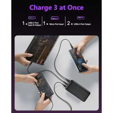 Miady Portable Charger, 2-Pack 20000mAh Battery Pack PD 22.5W USB Output Ports and Type C Fast in&Out Travel Fast Charging Power Bank Compatible with iPhone 16/15/14/13/12/X Galaxy 24/22 iPad Android