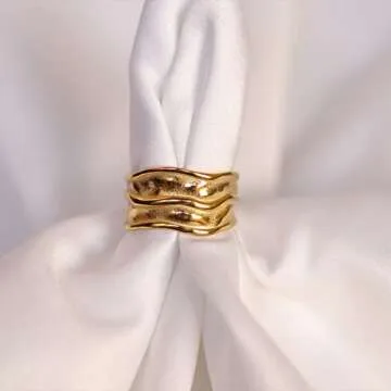 JEWELVERSE 18K Gold-Plated Hammered Ring For Women | Textured Ring | Rings | Thick Stacking Gold Rings | Chunky Gold Ring | Size 6-8