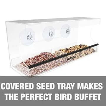 Sun Joe SJ-WBF-WN Outdoor Window Bird Feeder for Wild Birds - Easy to Clean, Strong Suction Cups