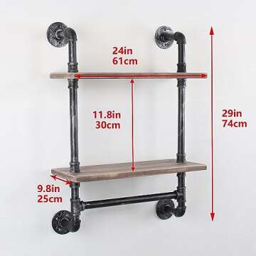 Industrial Pipe Shelving,Iron Pipe Shelves Bathroom Shelves with Towel bar,24in Rustic Metal Pipe Fl...