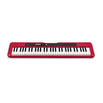 Casio Casiotone CT-S200, Beginner 61-Key Portable Keyboard with 200 Tones, 77 Rhythms, LCD Display, Music Rest, USB-MIDI, Stereo Speakers, Aux In, Headphone Out, Power Supply, Red (CT-S200RD)