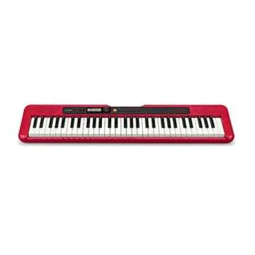 Casio Casiotone CT-S200, Beginner 61-Key Portable Keyboard with 200 Tones, 77 Rhythms, LCD Display, Music Rest, USB-MIDI, Stereo Speakers, Aux In, Headphone Out, Power Supply, Red (CT-S200RD)