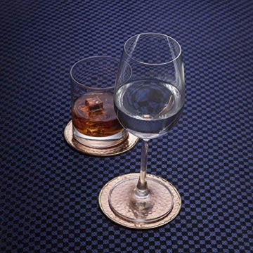GoCraft Hammered Copper Coasters | Handmade Coasters with Padded Cork Protection for Drinks, Beverages & Wine/Bar Glasses (Set of 4)