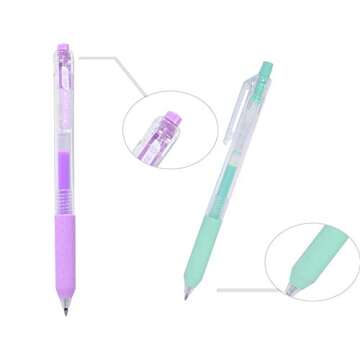 AIHAO Retractable Milky Gel Pens, 6 Pack of Colorful Fine Point Pens for Creative Writing