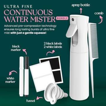 BeautifyBeauties Hair Spray Bottle – Ultra Fine Continuous Water Mister for Hairstyling, Cleaning,...