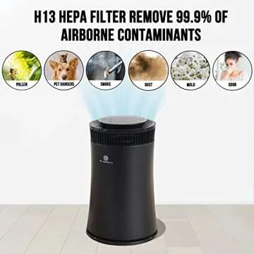 Air Purifiers for Home, Large Room Powerful Air Purifier for Allergies Pets Hair in Bedroom, 5-in-1 Filter with HEPA Sleep Mode, Remove Dust Smoke Odor Pollen Pet Dander Filter, SILVERONYX - Black