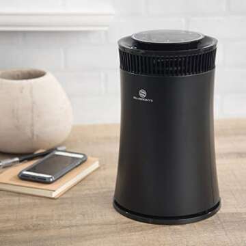Air Purifiers for Home, Large Room Powerful Air Purifier for Allergies Pets Hair in Bedroom, 5-in-1 Filter with HEPA Sleep Mode, Remove Dust Smoke Odor Pollen Pet Dander Filter, SILVERONYX - Black