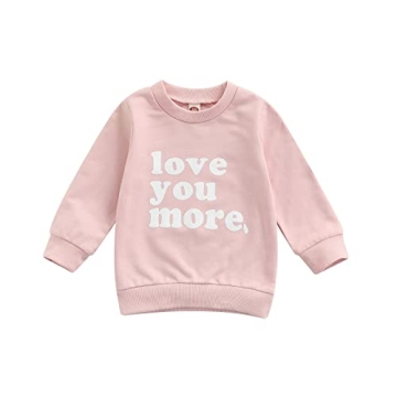 Toddler Baby Boy Girl Crewneck Sweatshirt Top,Infant Love You More Shirt,Unisex Baby Valentine 's Da...