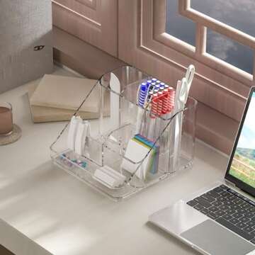 Ettori APLOP Makeup Organizer Tray, 6-Compartment Vanity Makeup Organizer for Jewelry, Hair Accessories, Bathroom Counter or Dresser