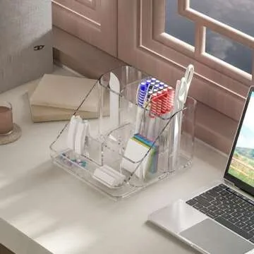 Ettori APLOP Makeup Organizer Tray, 6-Compartment Vanity Makeup Organizer for Jewelry, Hair Accessories, Bathroom Counter or Dresser