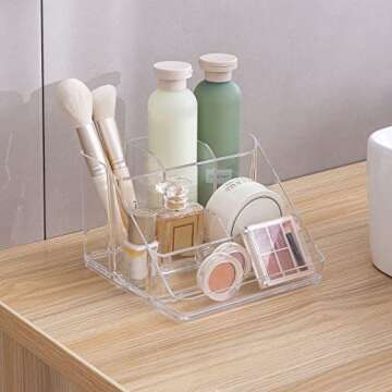 Ettori APLOP Makeup Organizer Tray, 6-Compartment Vanity Makeup Organizer for Jewelry, Hair Accessories, Bathroom Counter or Dresser