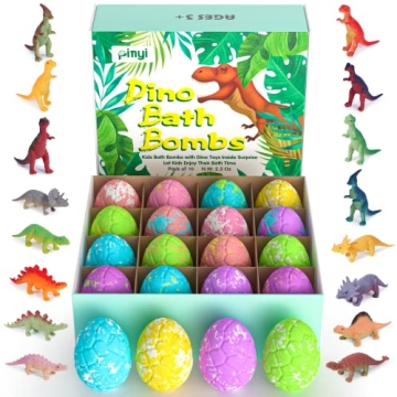 16 Pack Dinosaur Bath Bombs for Kids with Surprise Inside, Dino Bath Bombs with Toys Inside for Boys...