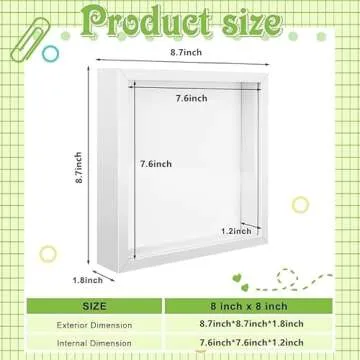 4 Pack 8 x 8in Shadow Box Picture Frame 3D Frames Shadow Box Square Shadow Boxes Display Cases with ...