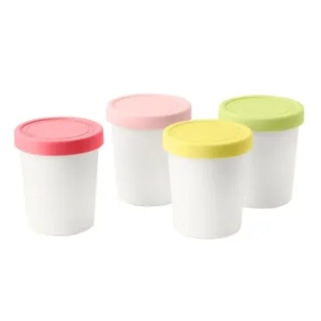 Tovolo Sweet Treat Stackable Ice Cream Container Set - 4 Durable 6 Oz Tubs with Silicone Lids