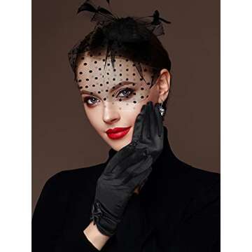 Geyoga 50s Fascinator Hat for Women Funeral Veil Hat Pillbox Cocktail Tea Party Headpiece and Lace G...