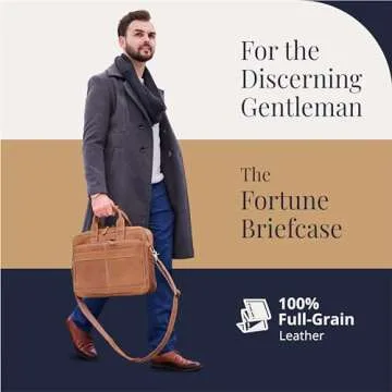 Luxorro Full-Grain Leather Briefcases for Men – Fits 15.6" Laptops and More